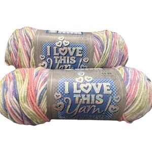 I Love This Yarn! 2 Skeins Sugarplum Stripe NEW Acrylic‎ 252 Yards Each Pastels